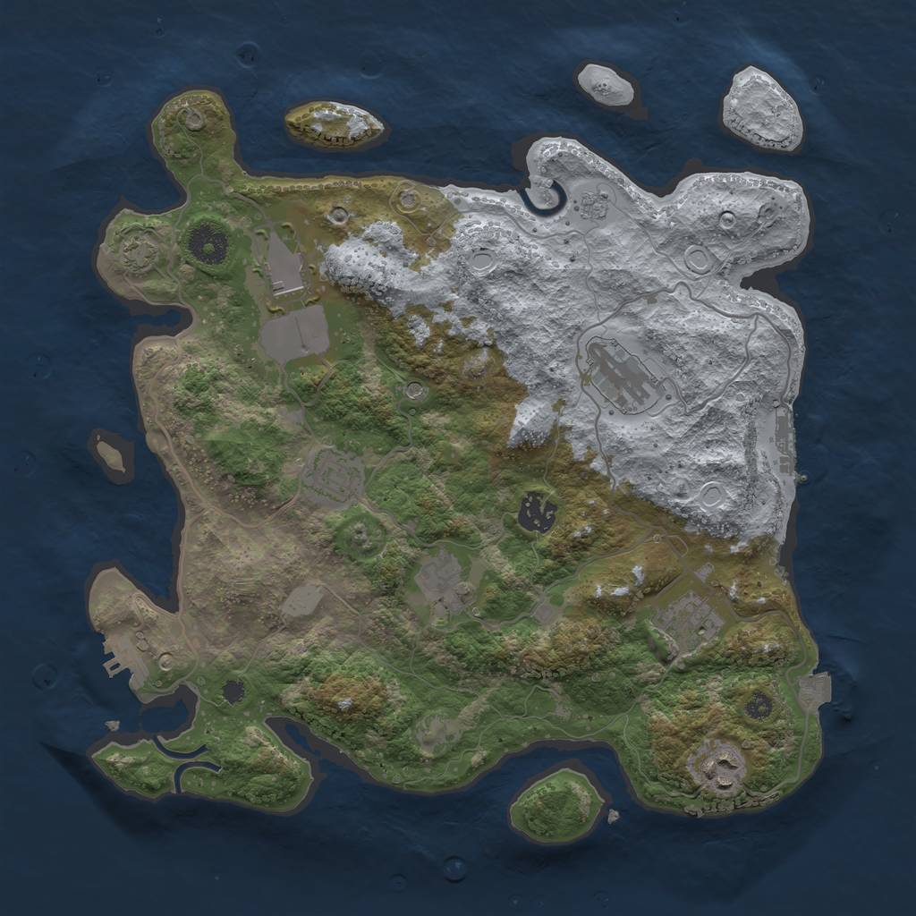 Rust Map: Procedural Map, Size: 3500, Seed: 42069, 15 Monuments