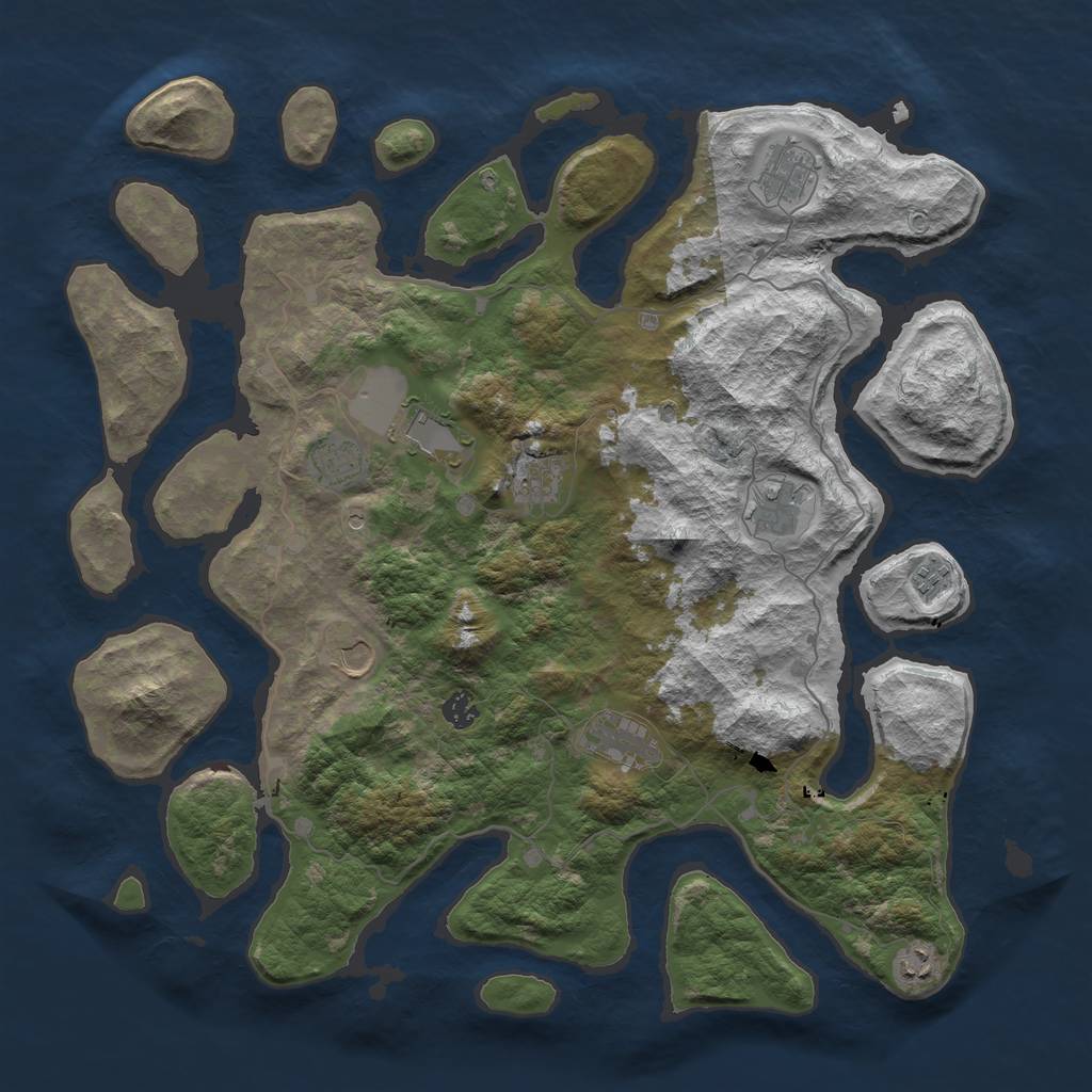 Rust Map: Barren, Size: 4500, Seed: 6087195, 13 Monuments