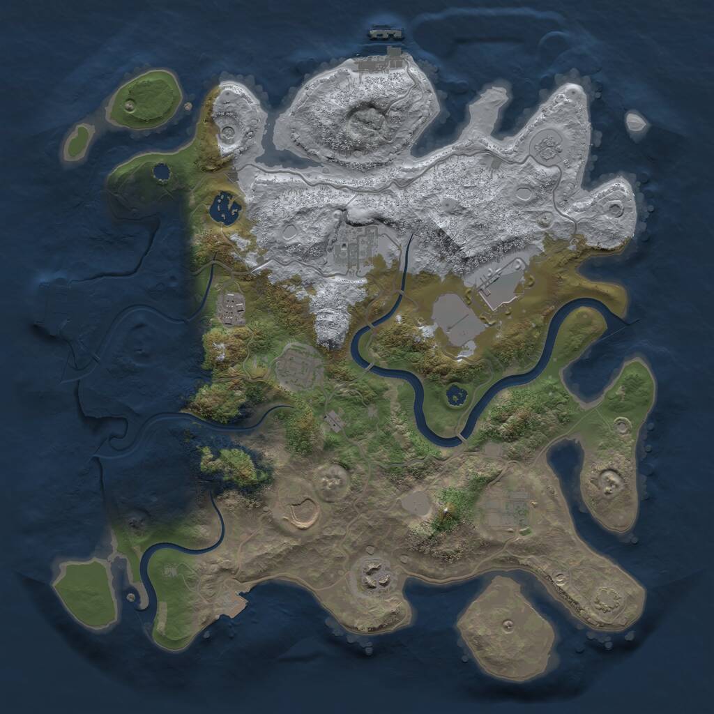 Rust Map: Procedural Map, Size: 3500, Seed: 345345456, 14 Monuments