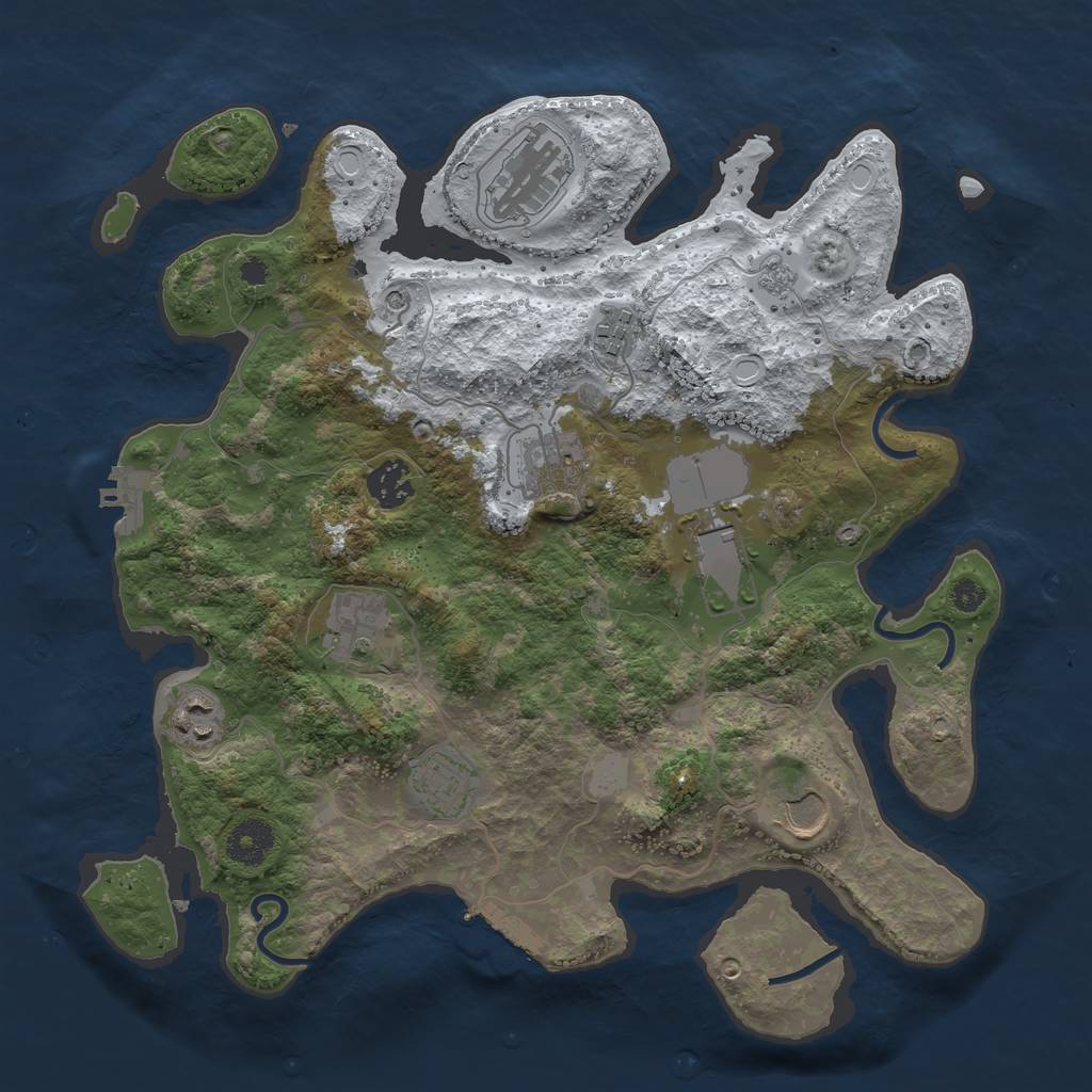 Rust Map: Procedural Map, Size: 3500, Seed: 345345456, 18 Monuments