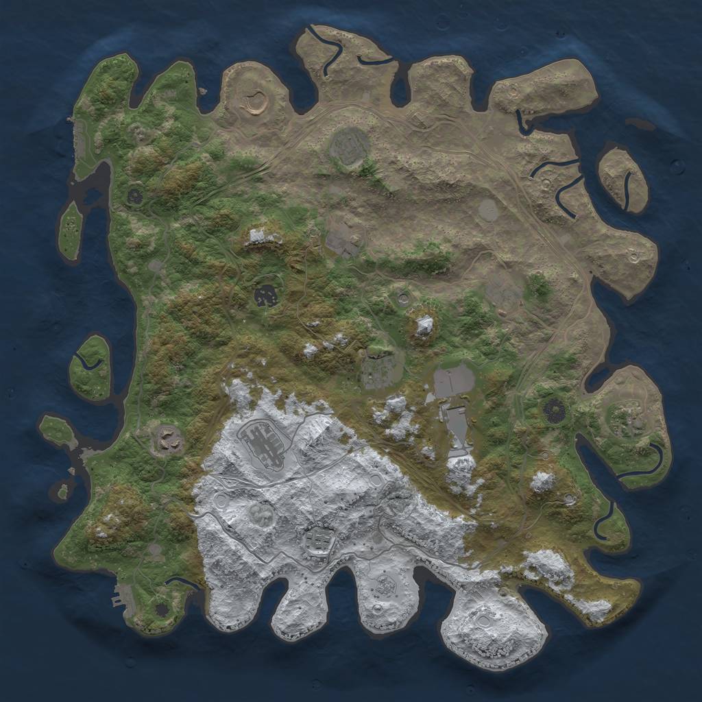 Rust Map: Procedural Map, Size: 4500, Seed: 2279607, 20 Monuments