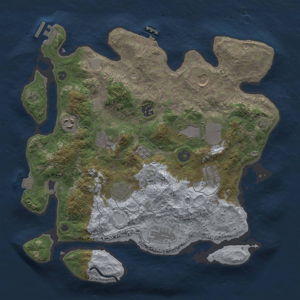 Rust Map: Procedural Map, Size: 3550, Seed: 384357, 15 Monuments