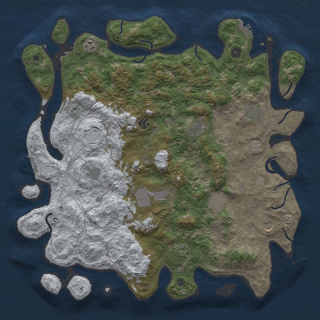 Rust Map: Procedural Map, Size: 4500, Seed: 2389294, 19 Monuments