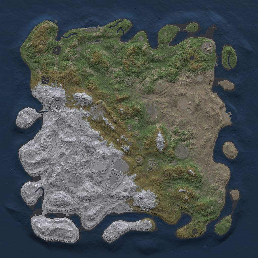 Rust Map: Procedural Map, Size: 4500, Seed: 6136264, 18 Monuments