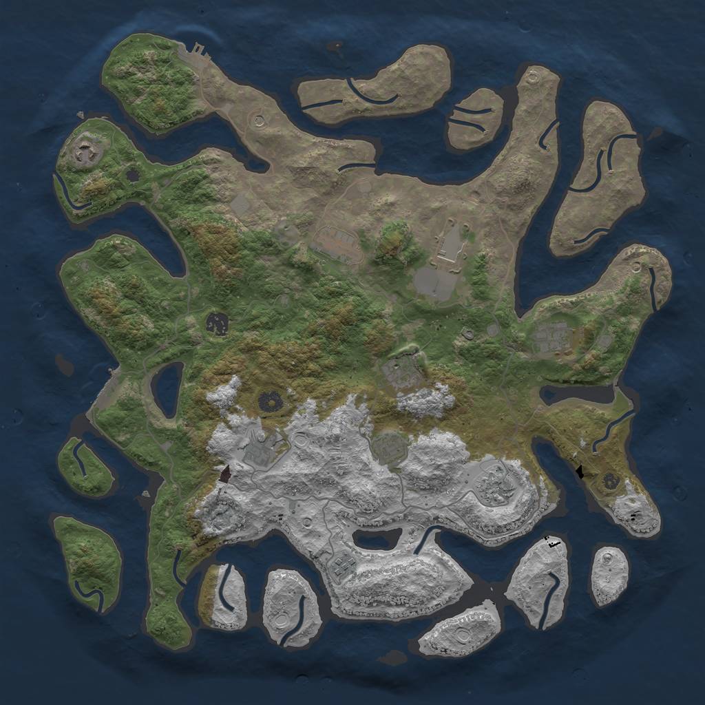 Rust Map: Procedural Map, Size: 4500, Seed: 5148827, 18 Monuments