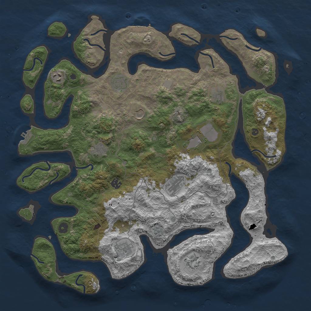 Rust Map: Procedural Map, Size: 4500, Seed: 17308591, 19 Monuments