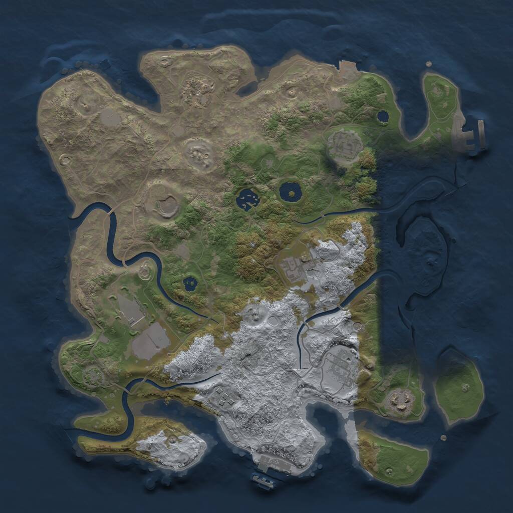 Rust Map: Procedural Map, Size: 3550, Seed: 749698, 14 Monuments
