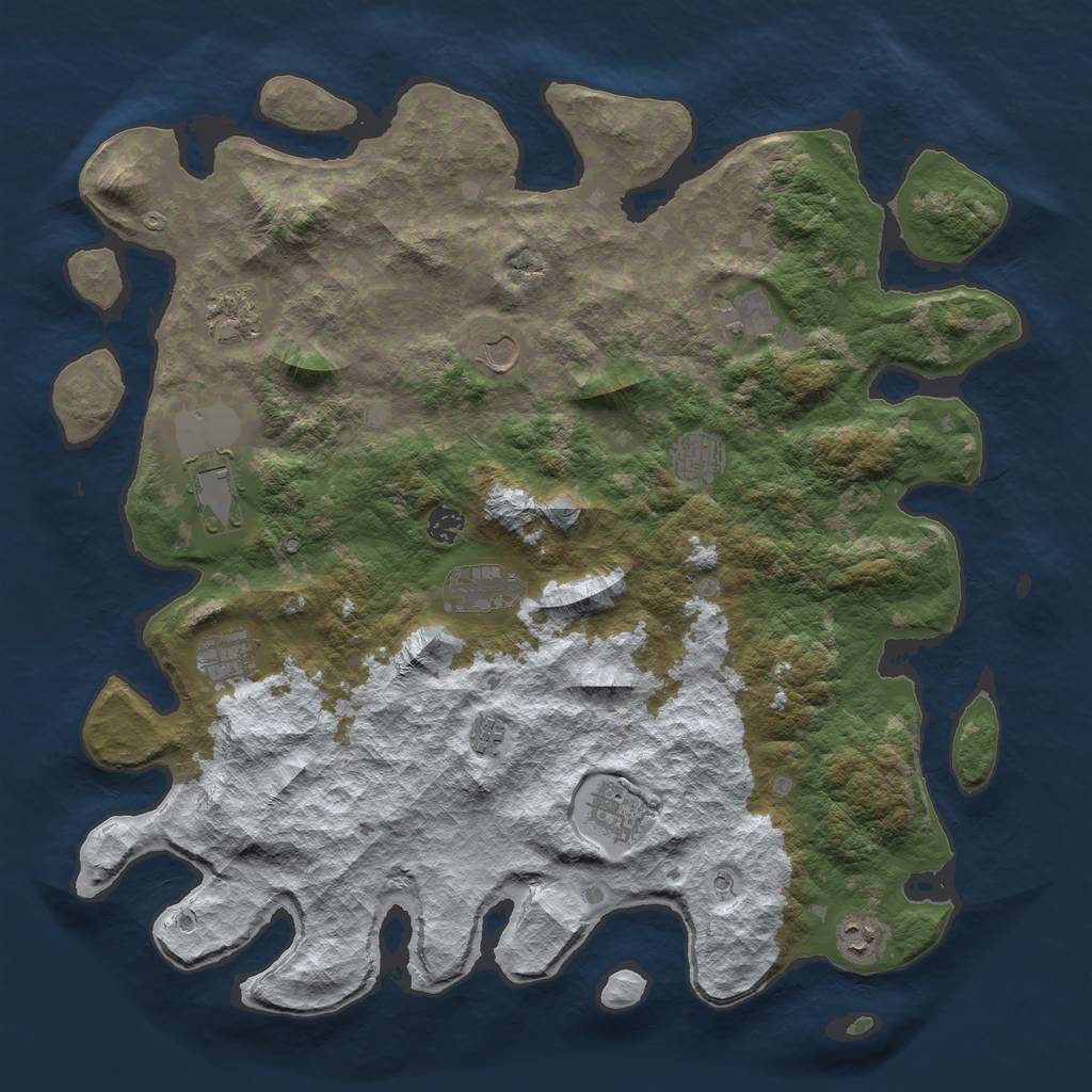 Rust Map: Barren, Size: 4500, Seed: 5326351, 14 Monuments