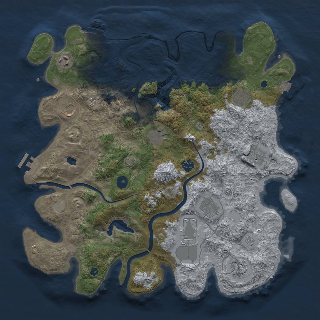 Rust Map: Procedural Map, Size: 4000, Seed: 825, 16 Monuments