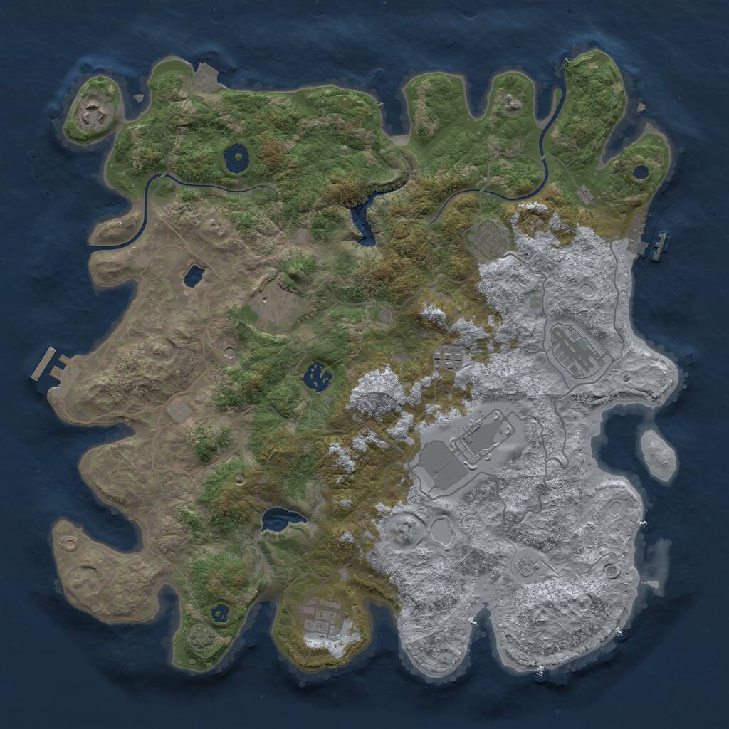 Rust Map: Procedural Map, Size: 4000, Seed: 825, 14 Monuments