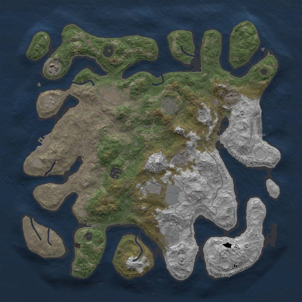 Rust Map: Procedural Map, Size: 4000, Seed: 825, 16 Monuments