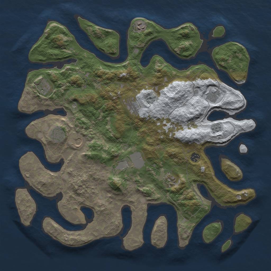 Rust Map: Barren, Size: 4500, Seed: 5004381, 13 Monuments