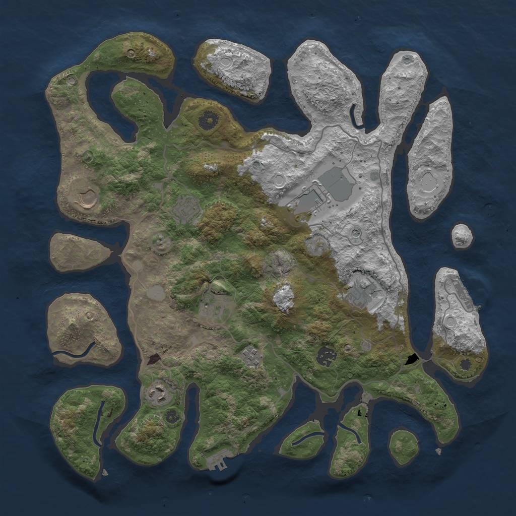 Rust Map: Procedural Map, Size: 4000, Seed: 145127, 16 Monuments