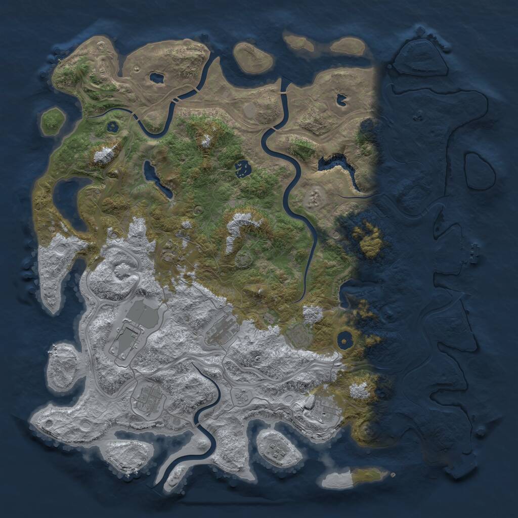 Rust Map: Procedural Map, Size: 4500, Seed: 3637038, 14 Monuments