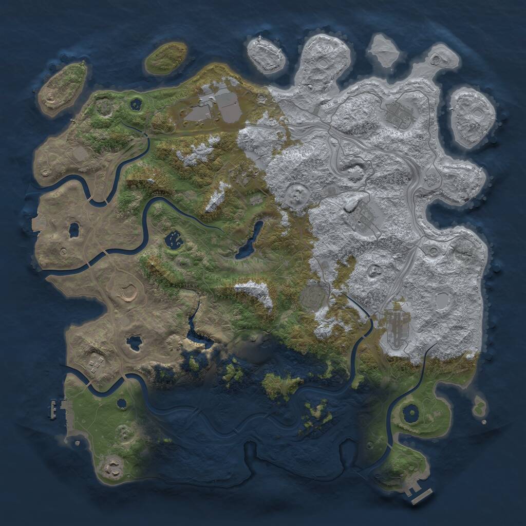 Rust Map: Procedural Map, Size: 4500, Seed: 1394724, 17 Monuments