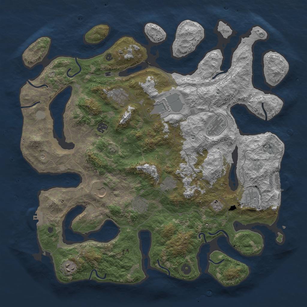 Rust Map: Procedural Map, Size: 4500, Seed: 1394724, 18 Monuments