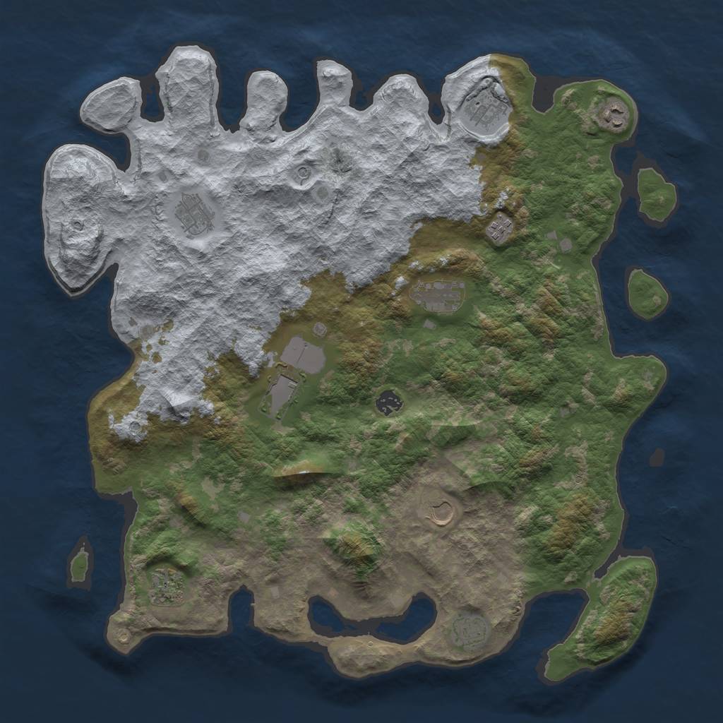 Rust Map: Barren, Size: 4500, Seed: 4881841, 13 Monuments