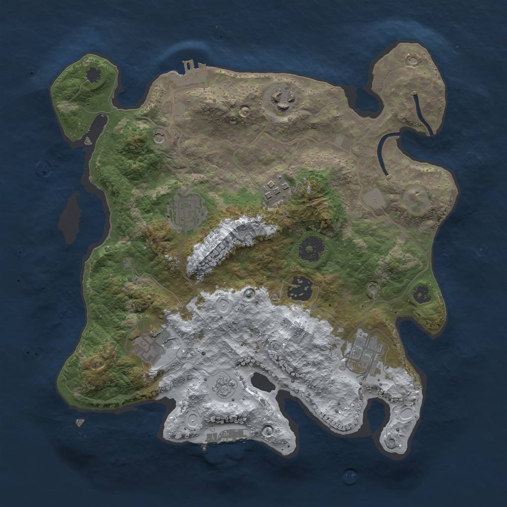 Rust Map: Procedural Map, Size: 3000, Seed: 702971, 15 Monuments