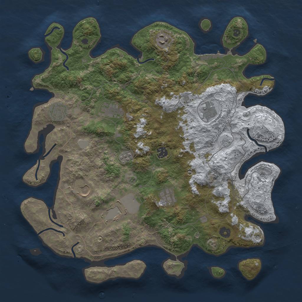 Rust Map: Procedural Map, Size: 4000, Seed: 863398, 17 Monuments