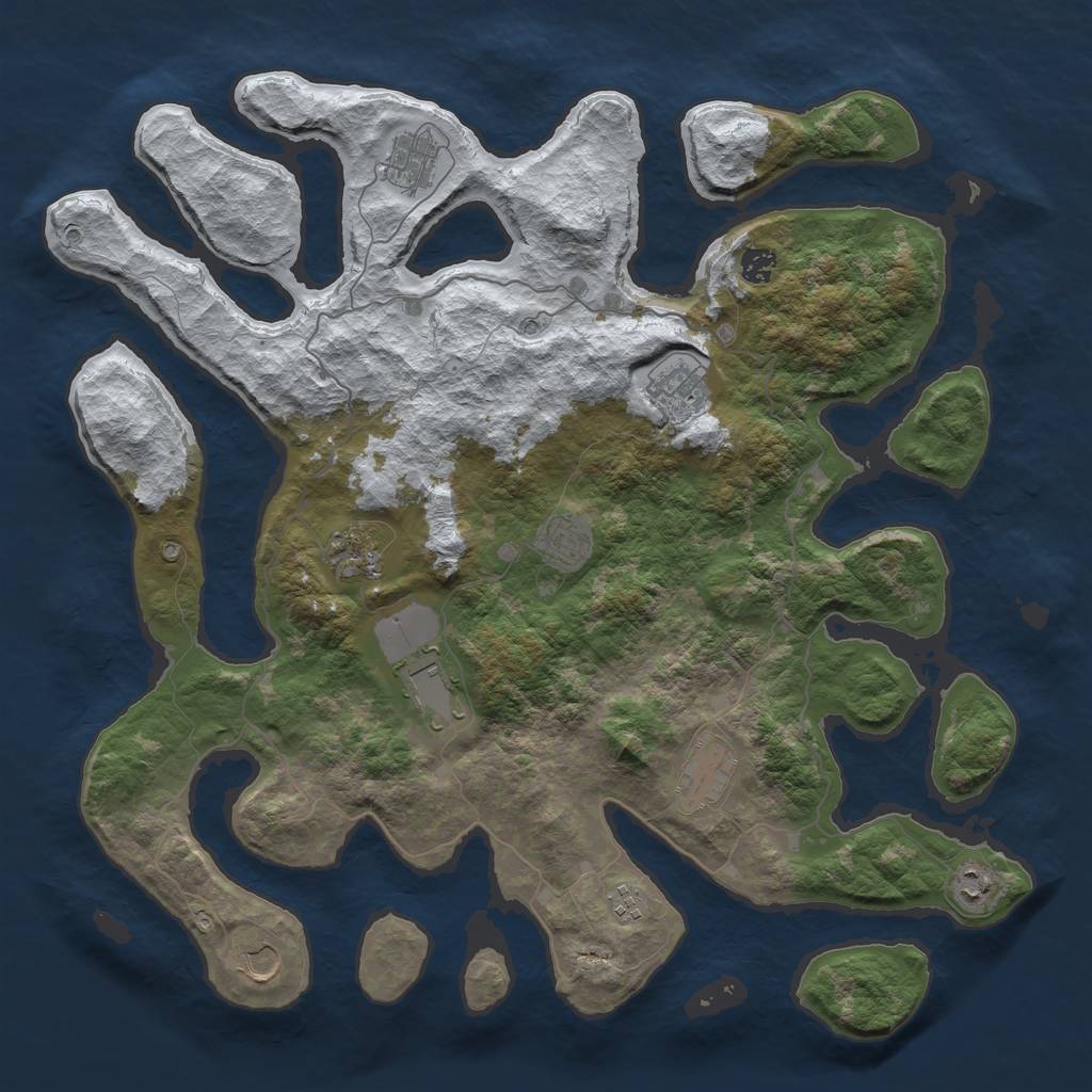 Rust Map: Barren, Size: 4500, Seed: 1614663, 13 Monuments