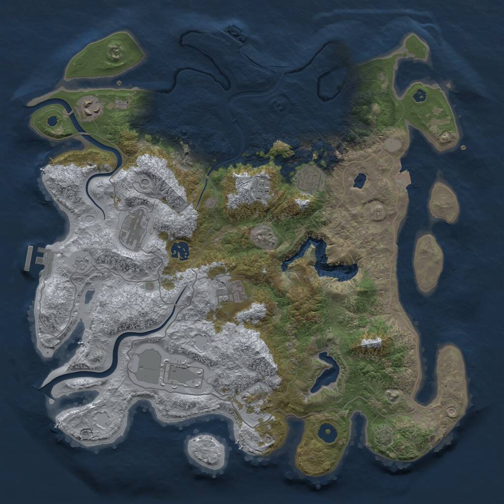Rust Map: Procedural Map, Size: 4000, Seed: 615439693, 14 Monuments