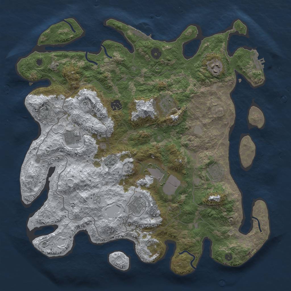 Rust Map: Procedural Map, Size: 4000, Seed: 615439693, 17 Monuments