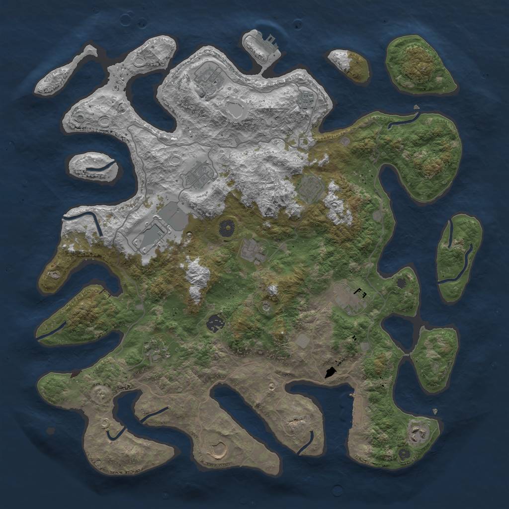 Rust Map: Procedural Map, Size: 4500, Seed: 390123, 19 Monuments