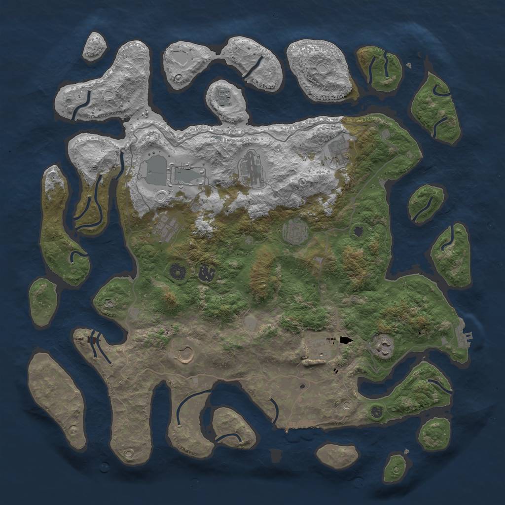 Rust Map: Procedural Map, Size: 4500, Seed: 4280402, 18 Monuments