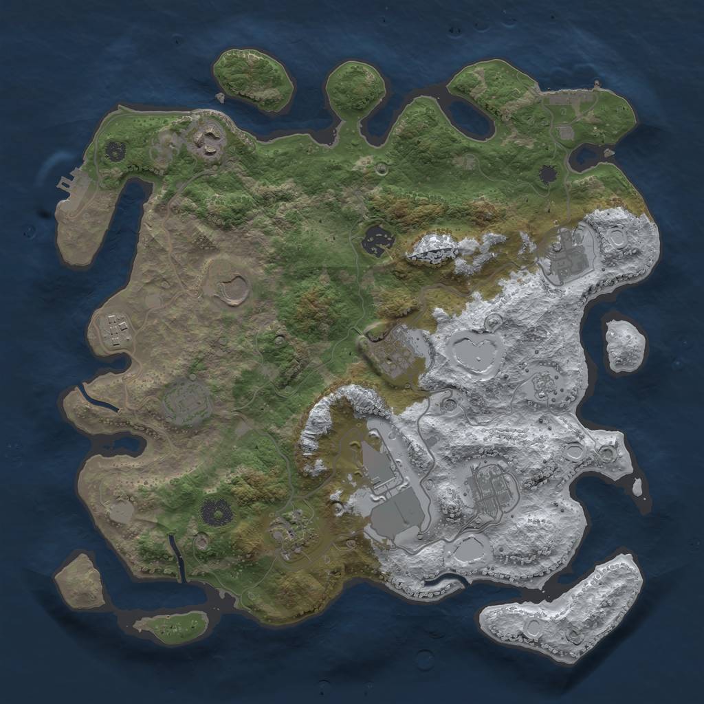 Rust Map: Procedural Map, Size: 3500, Seed: 172001154, 19 Monuments