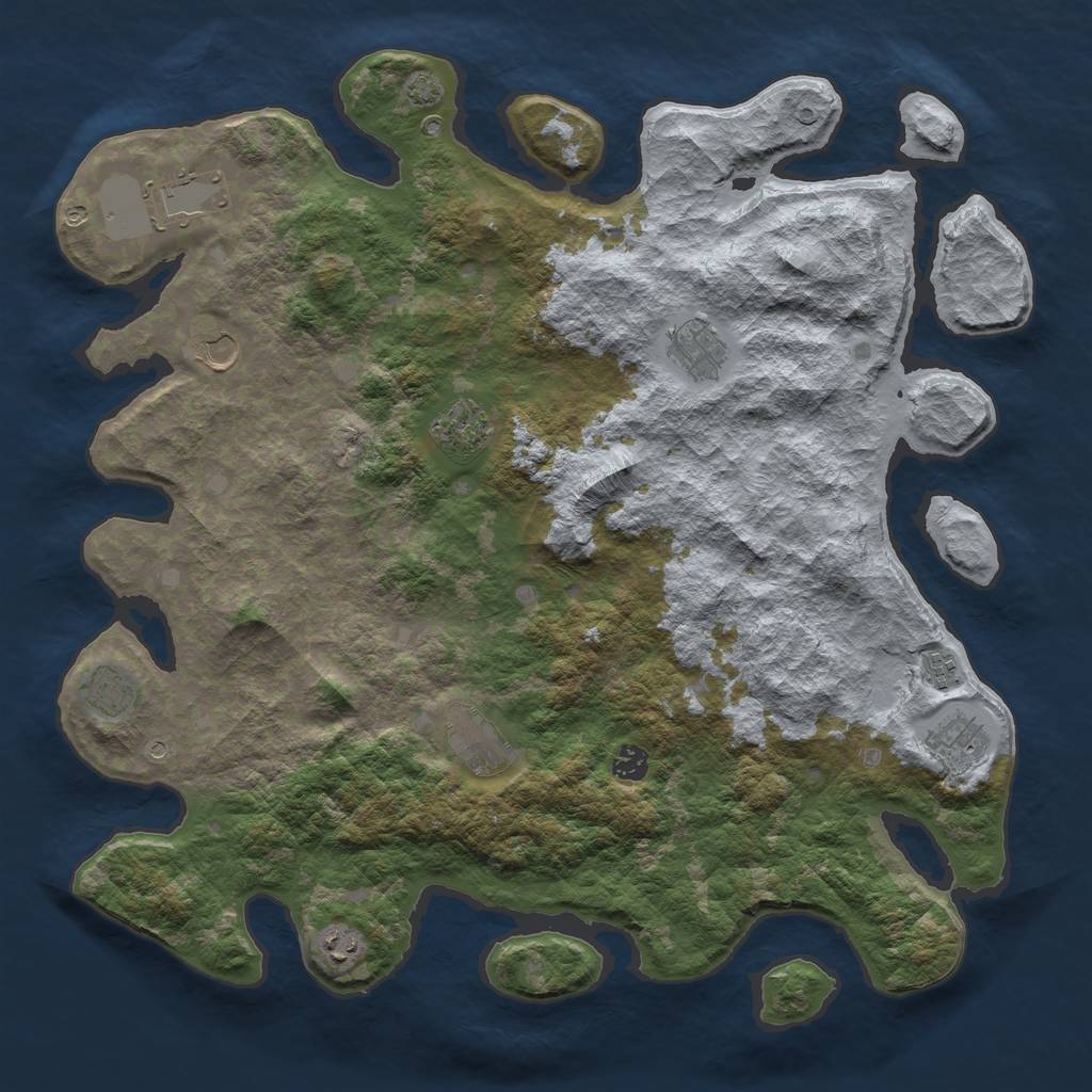 Rust Map: Barren, Size: 4500, Seed: 4356308, 14 Monuments