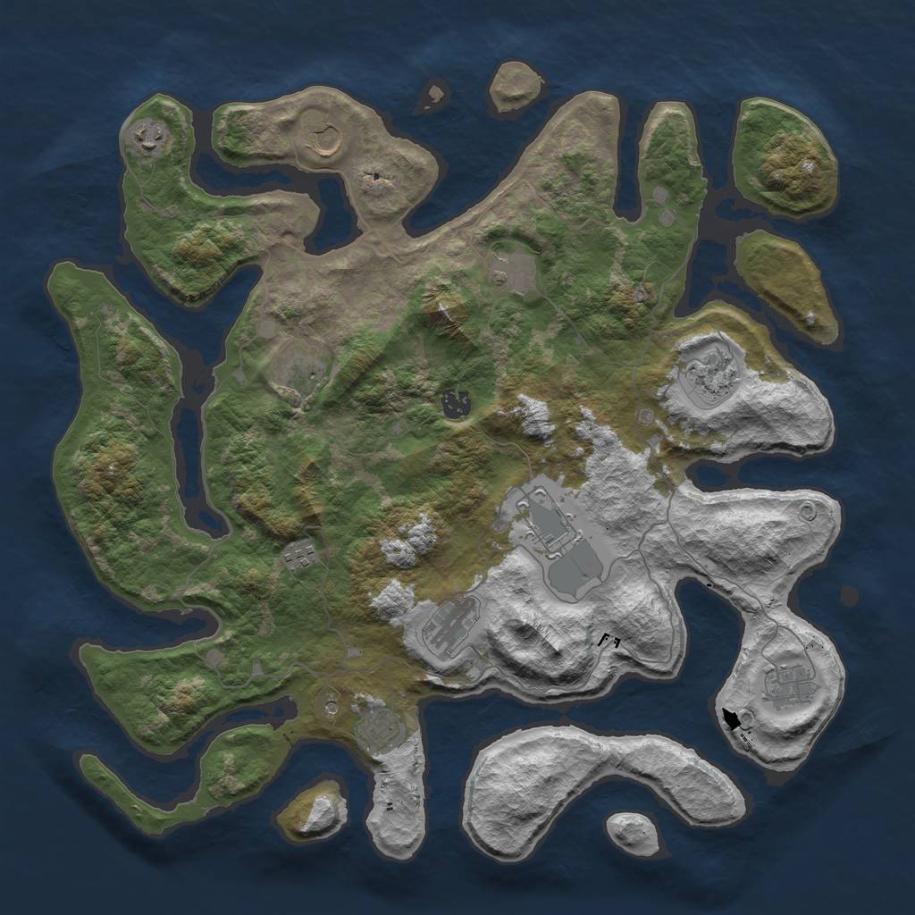 Rust Map: Barren, Size: 4500, Seed: 5839354, 14 Monuments