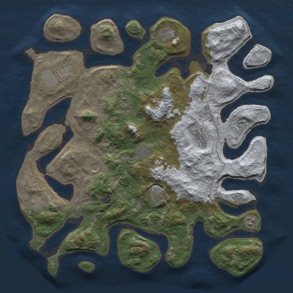 Rust Map: Barren, Size: 4500, Seed: 1483734, 14 Monuments