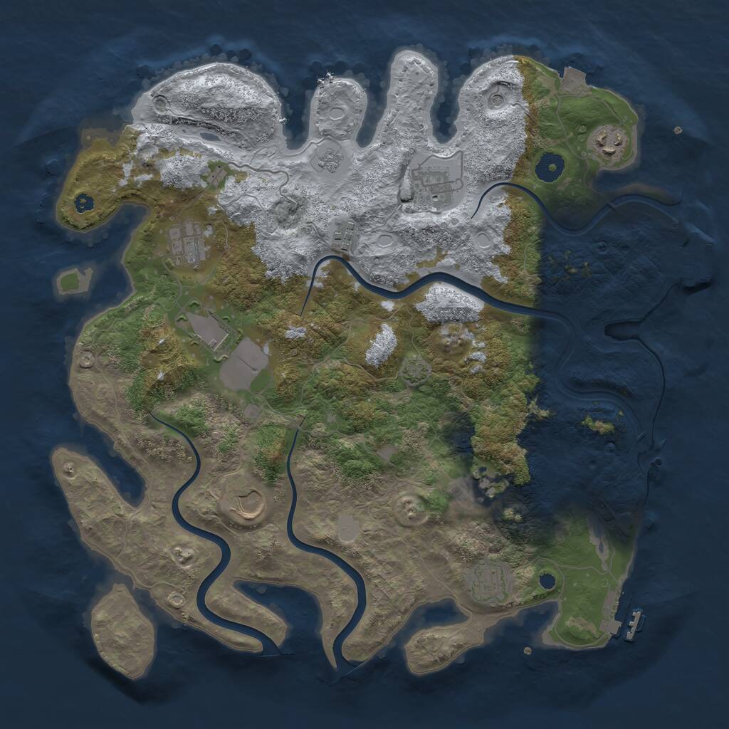 Rust Map: Procedural Map, Size: 3800, Seed: 865662, 14 Monuments