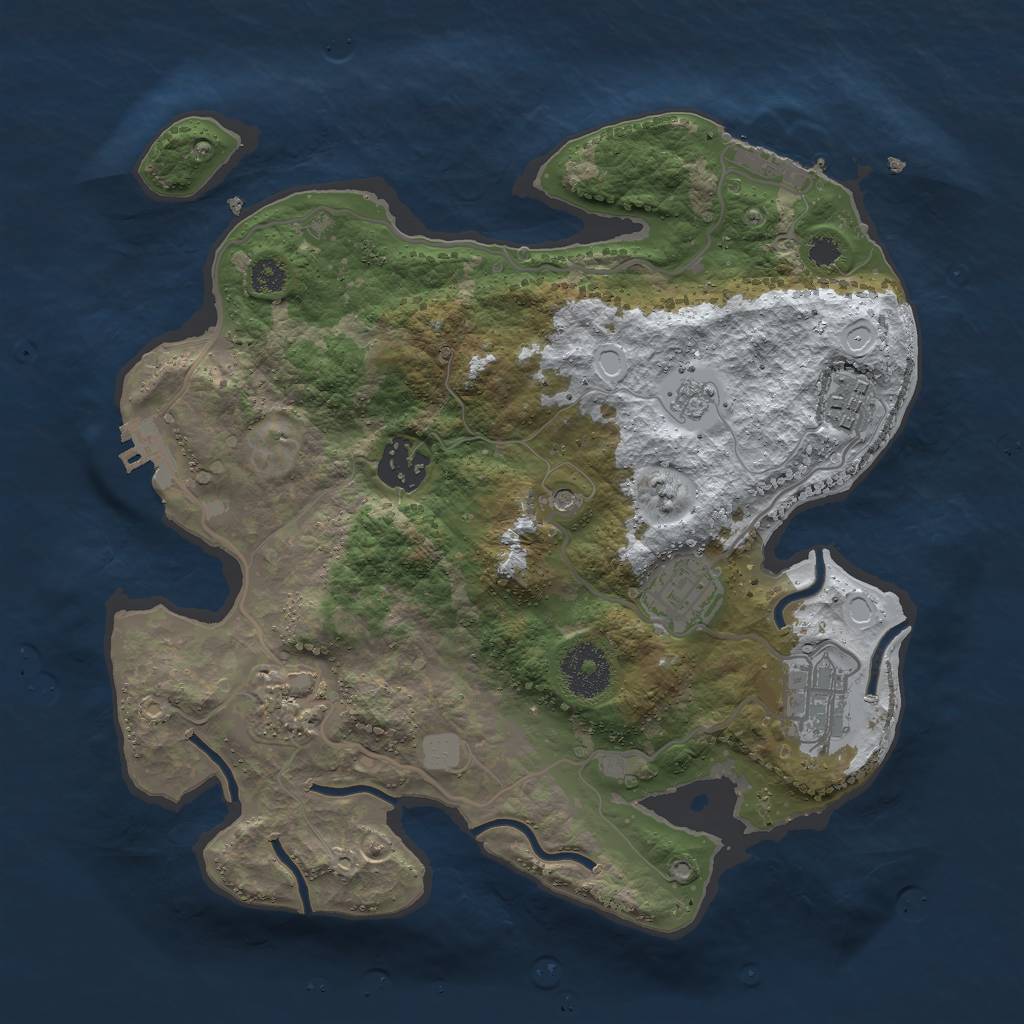 Rust Map: Procedural Map, Size: 3000, Seed: 474991, 14 Monuments