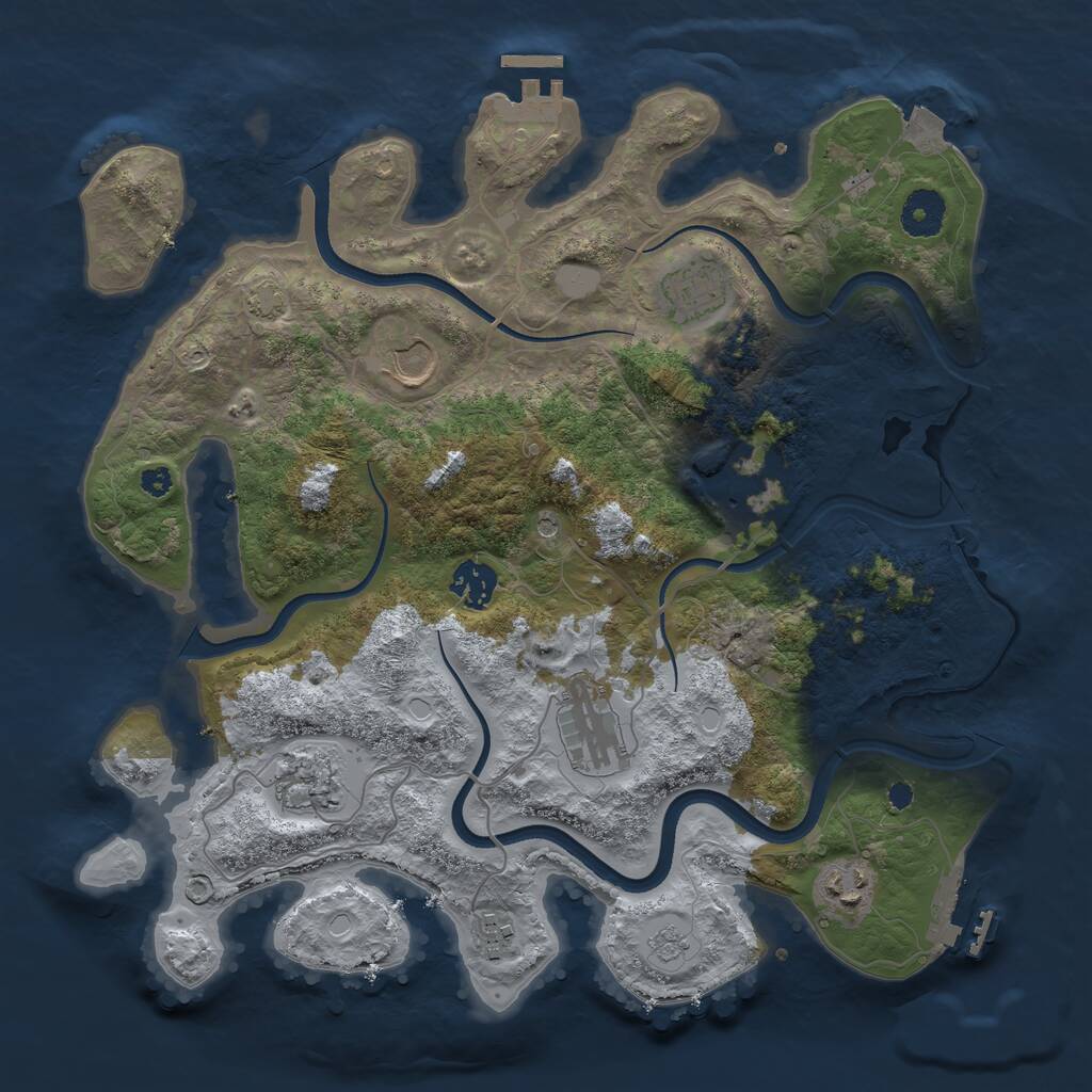 Rust Map: Procedural Map, Size: 3550, Seed: 512985, 14 Monuments
