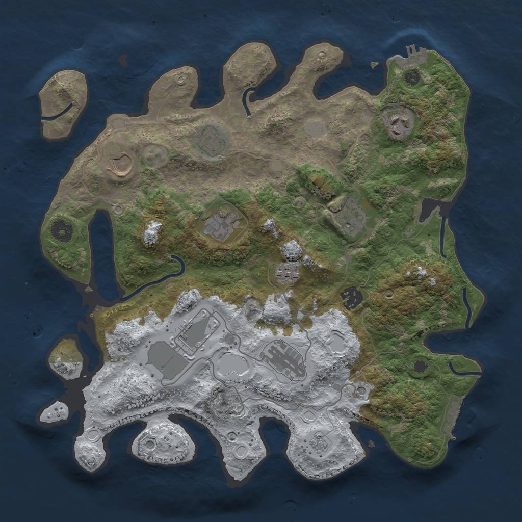 Rust Map: Procedural Map, Size: 3550, Seed: 512985, 18 Monuments