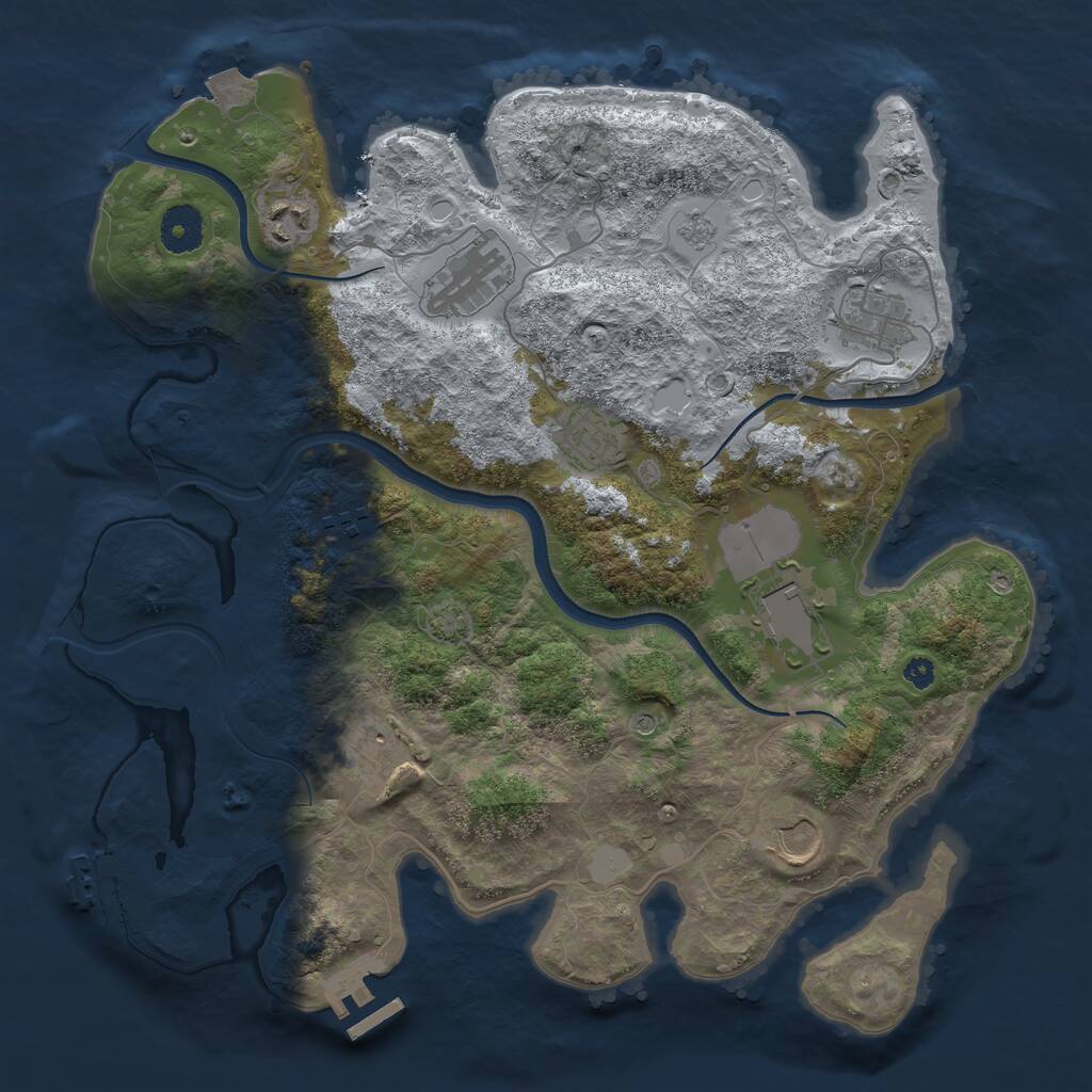Rust Map: Procedural Map, Size: 3550, Seed: 775304, 14 Monuments