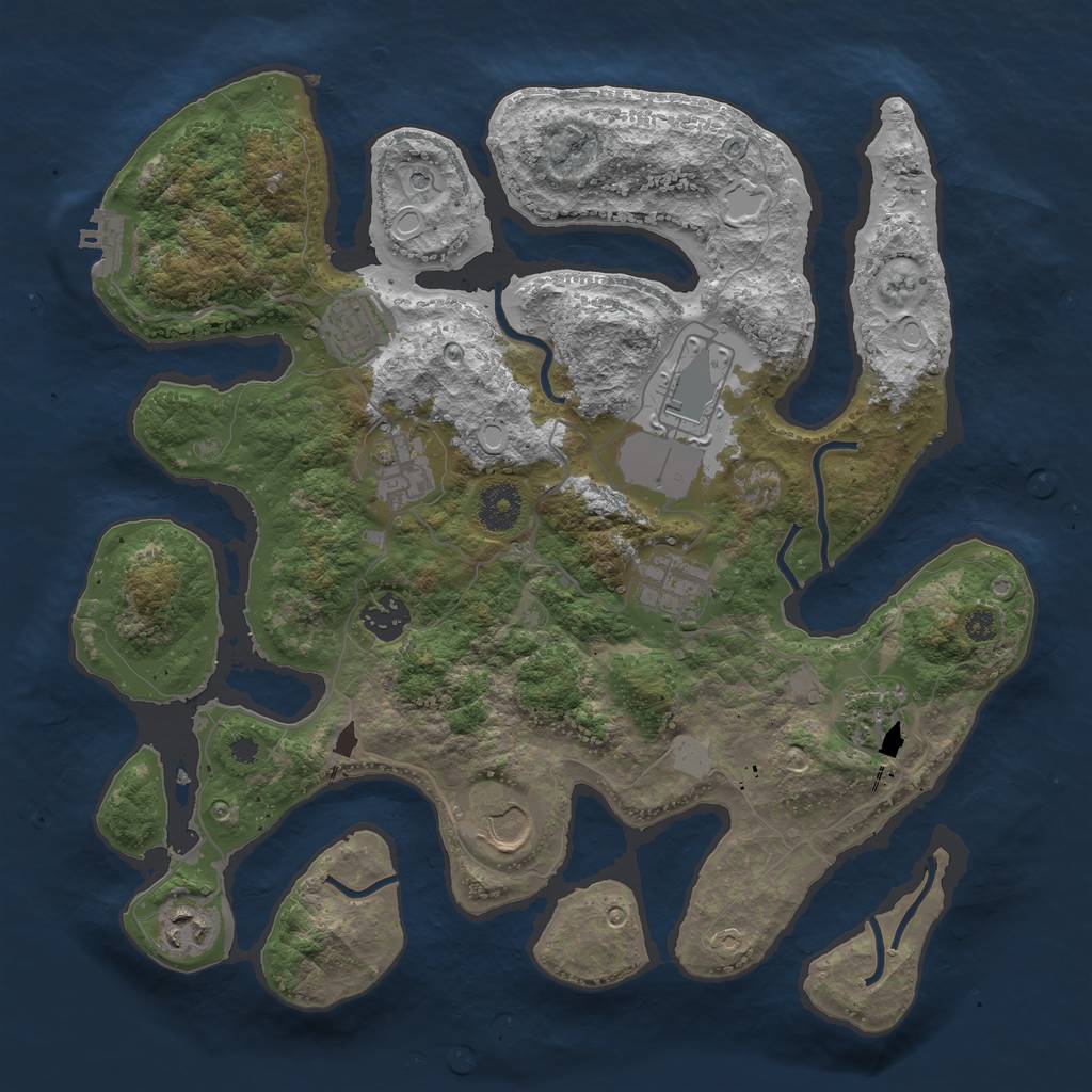 Rust Map: Procedural Map, Size: 3550, Seed: 775304, 15 Monuments