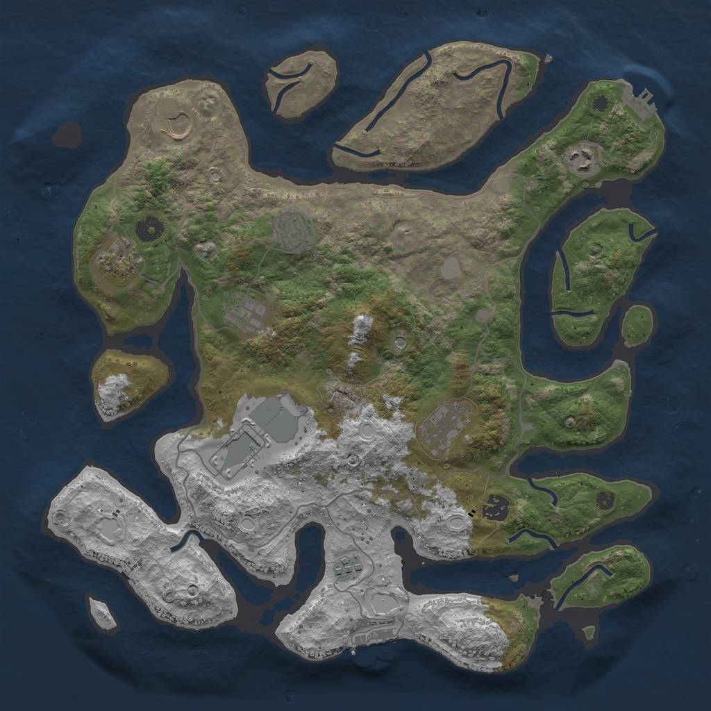 Rust Map: Procedural Map, Size: 4000, Seed: 361338, 17 Monuments