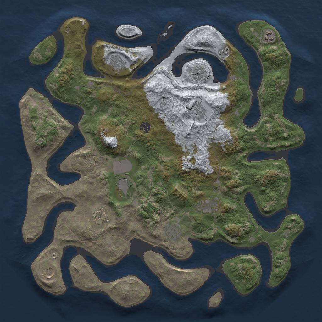 Rust Map: Barren, Size: 4500, Seed: 3668424, 13 Monuments