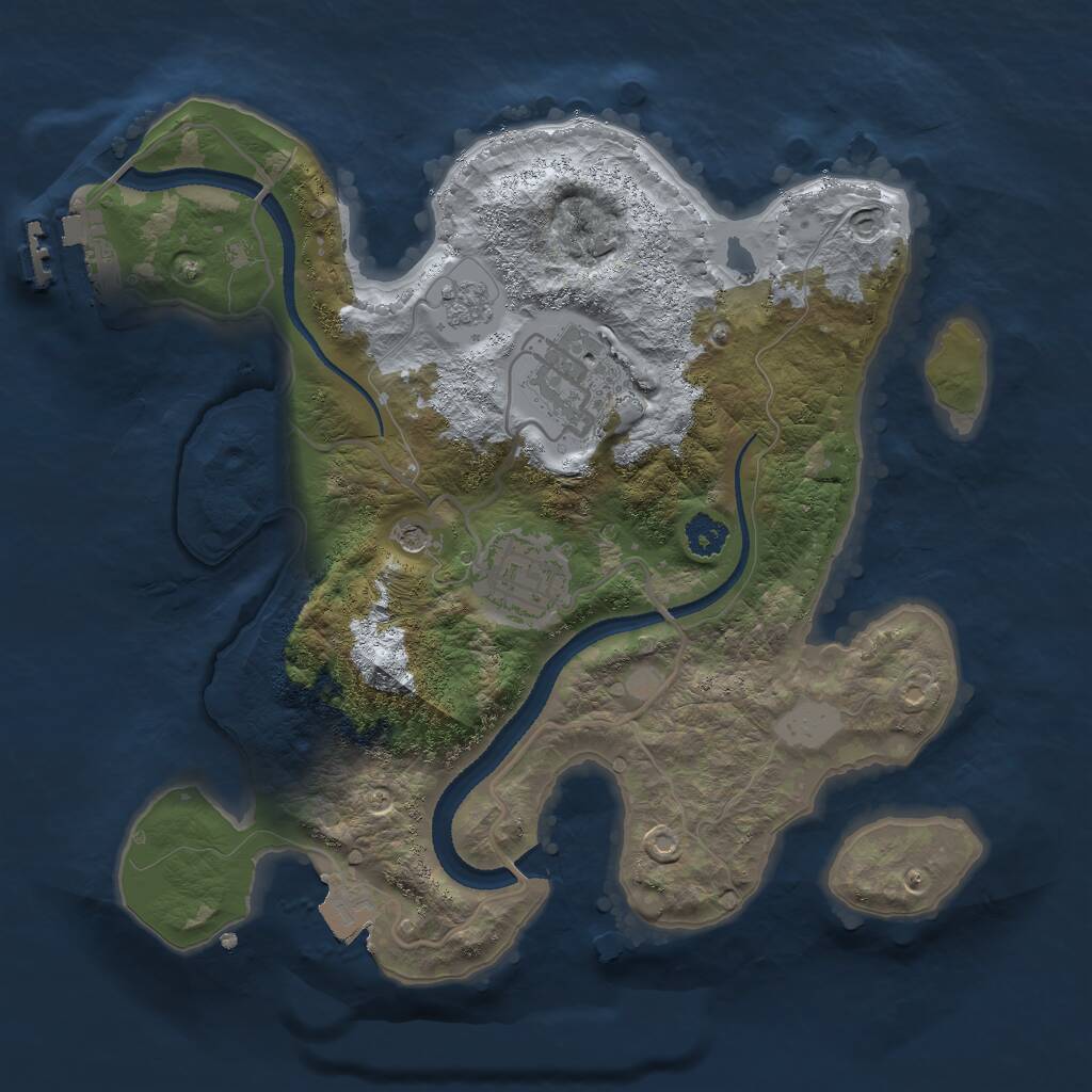 Rust Map: Procedural Map, Size: 2600, Seed: 1, 6 Monuments