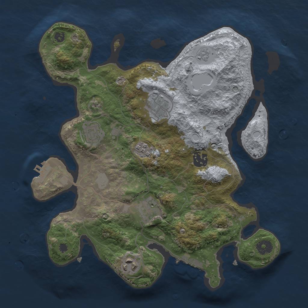 Rust Map: Procedural Map, Size: 3000, Seed: 742465, 14 Monuments