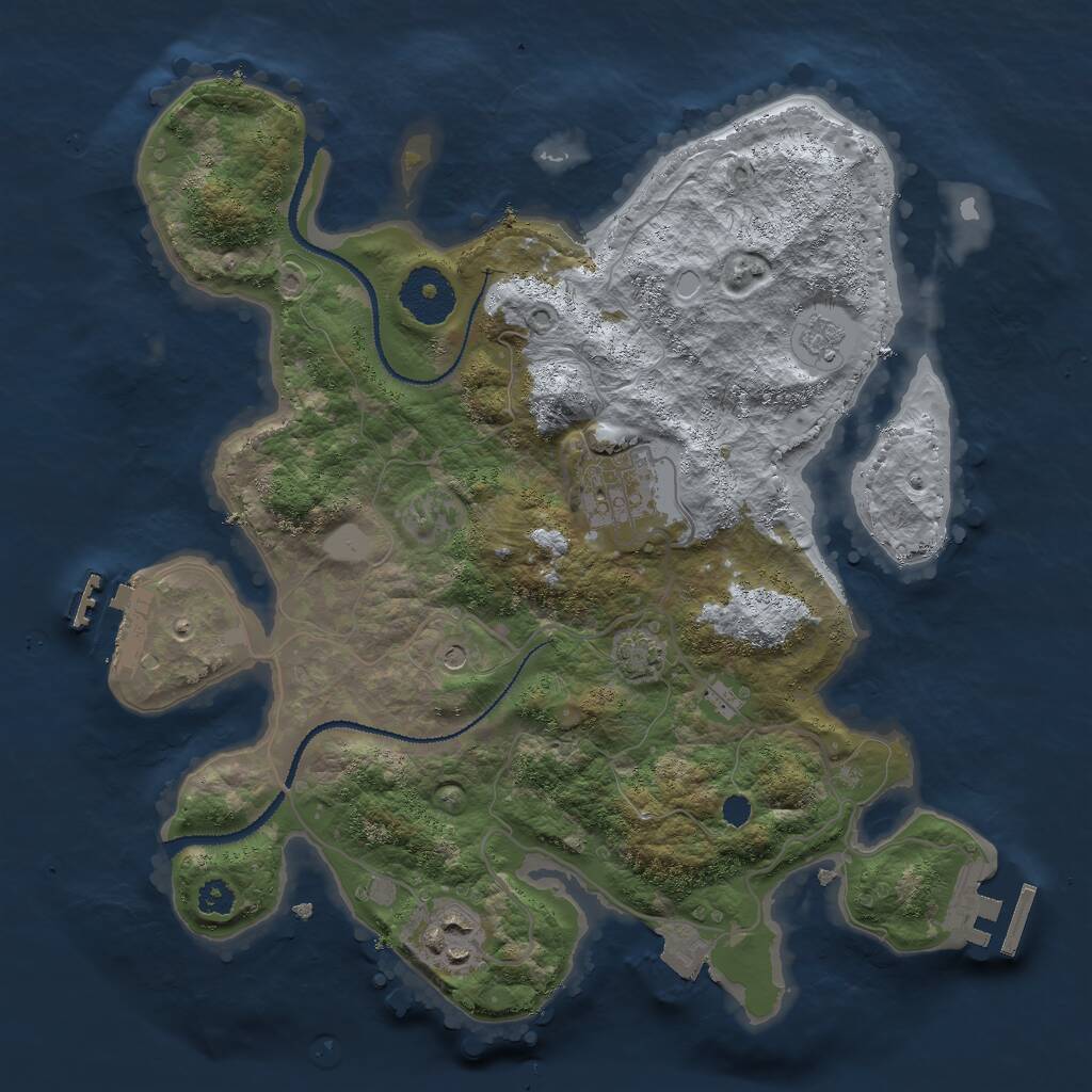 Rust Map: Procedural Map, Size: 3000, Seed: 742465, 8 Monuments