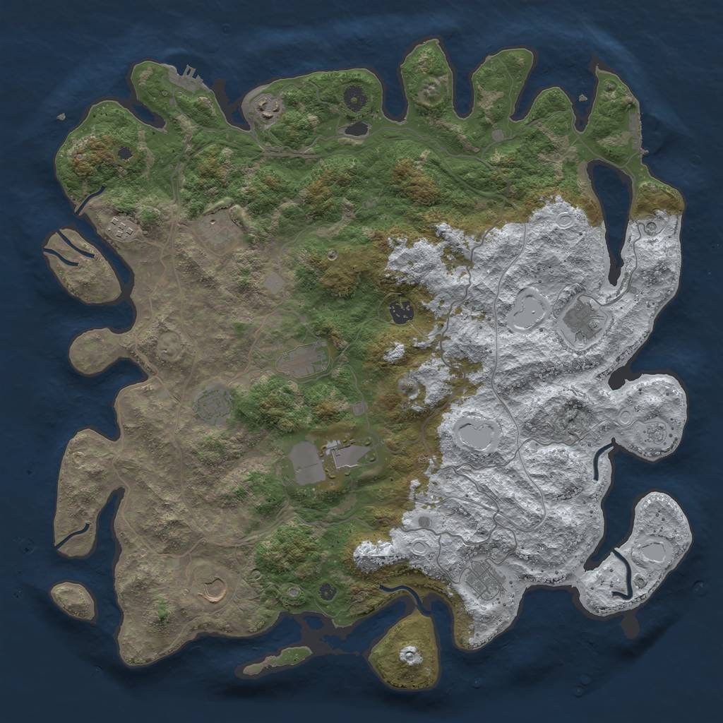 Rust Map: Procedural Map, Size: 4500, Seed: 2519870, 19 Monuments