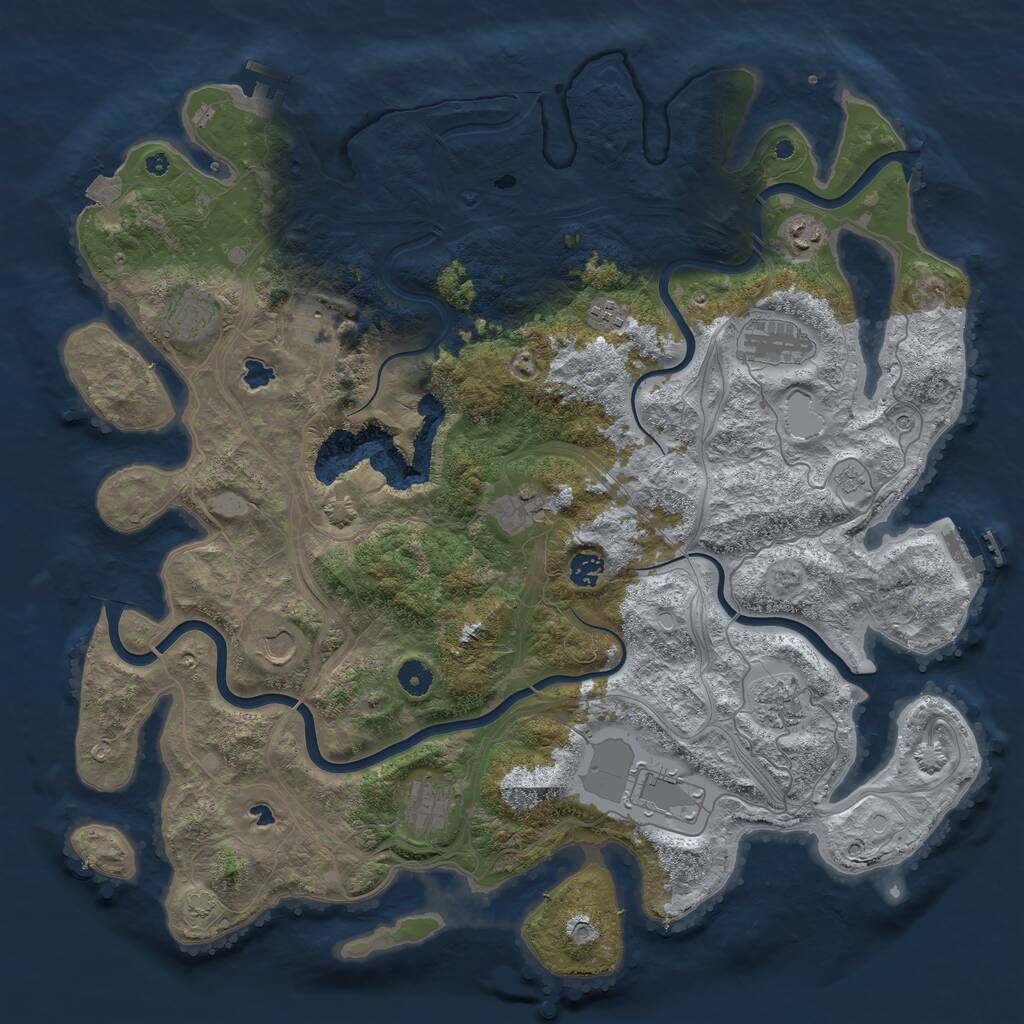 Rust Map: Procedural Map, Size: 4500, Seed: 2519870, 17 Monuments