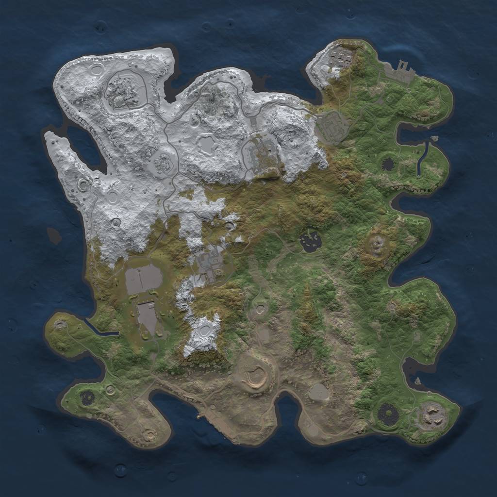 Rust Map: Procedural Map, Size: 3500, Seed: 52, 18 Monuments