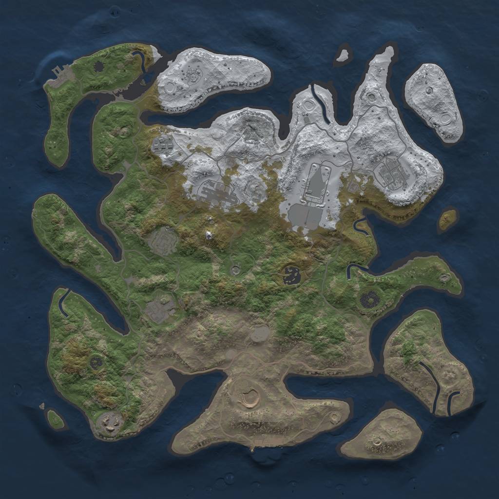 Rust Map: Procedural Map, Size: 4000, Seed: 663679, 18 Monuments