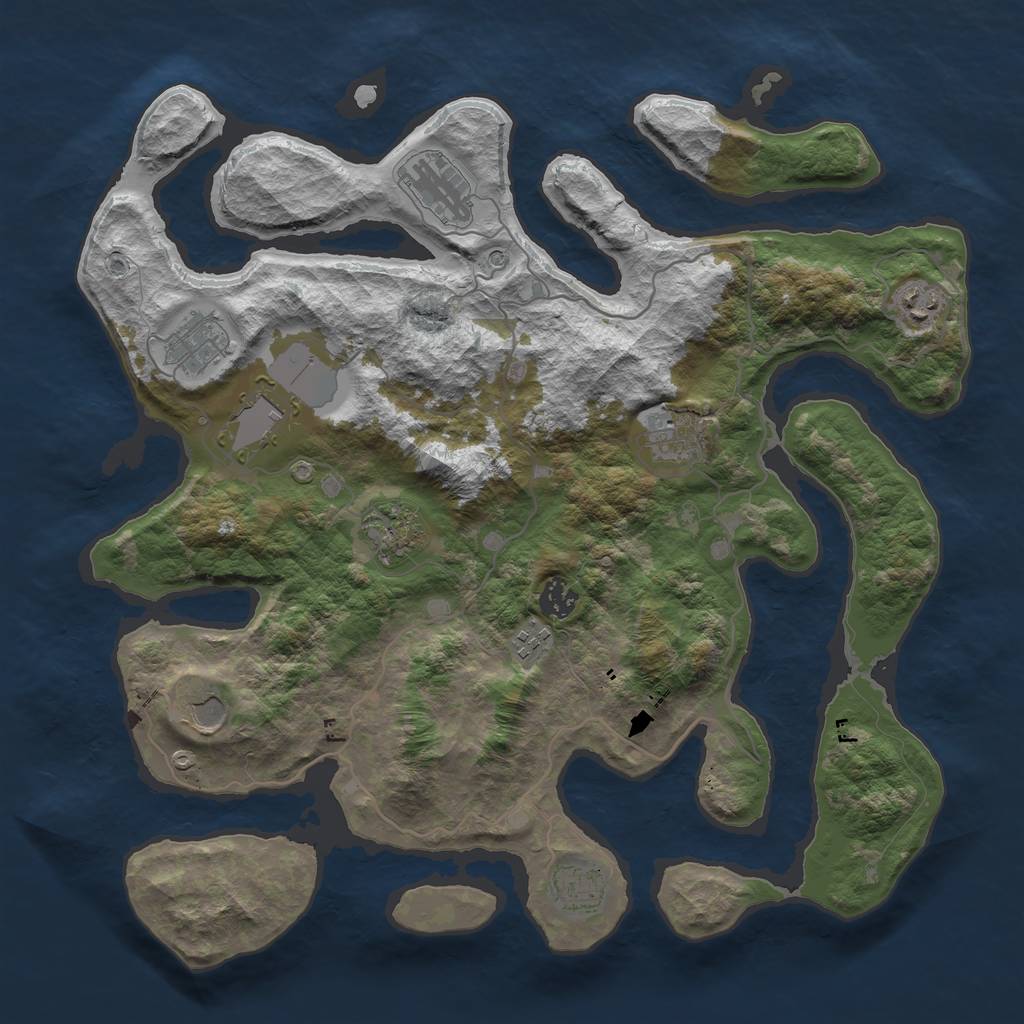 Rust Map: Barren, Size: 4000, Seed: 15, 13 Monuments