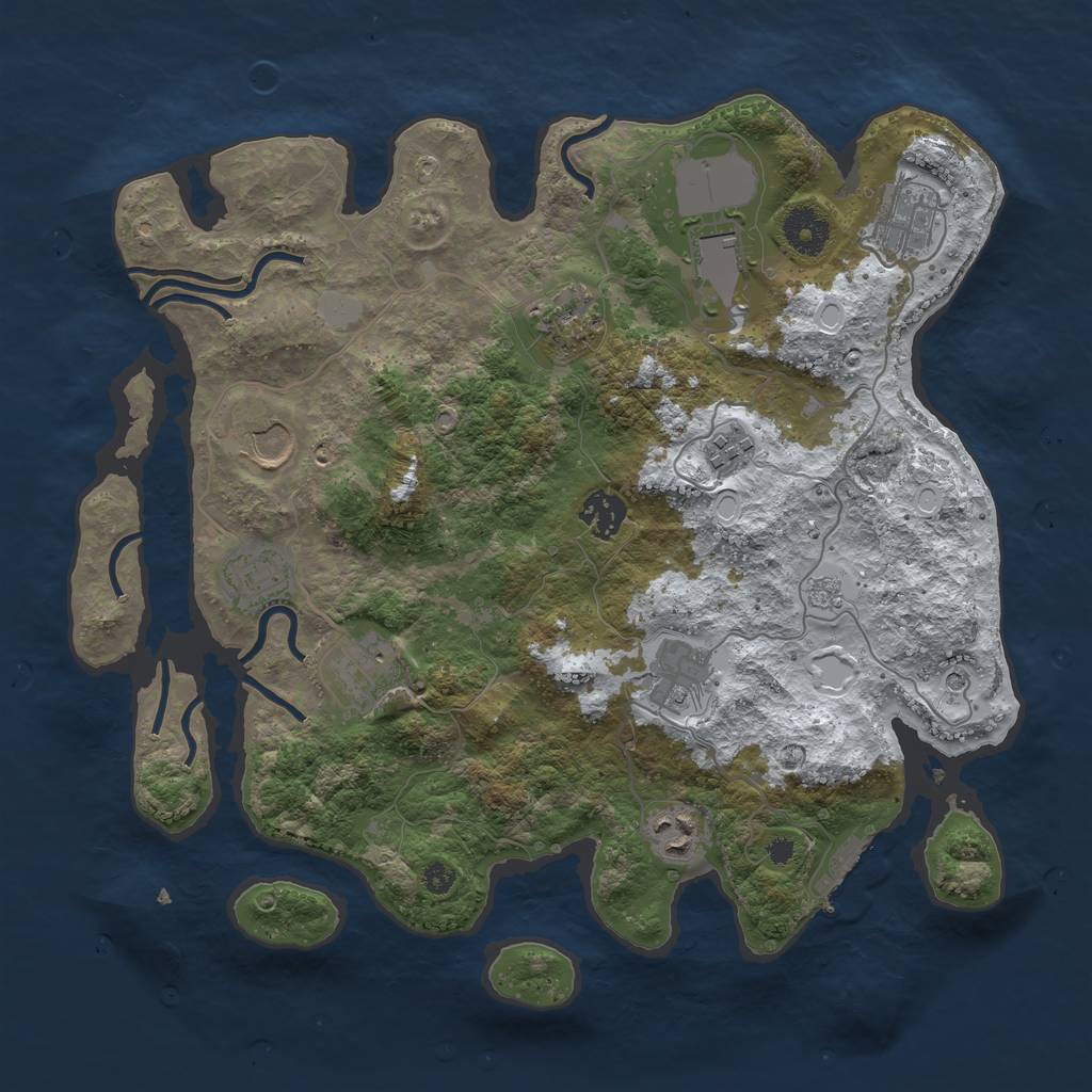 Rust Map: Procedural Map, Size: 3550, Seed: 638766, 18 Monuments