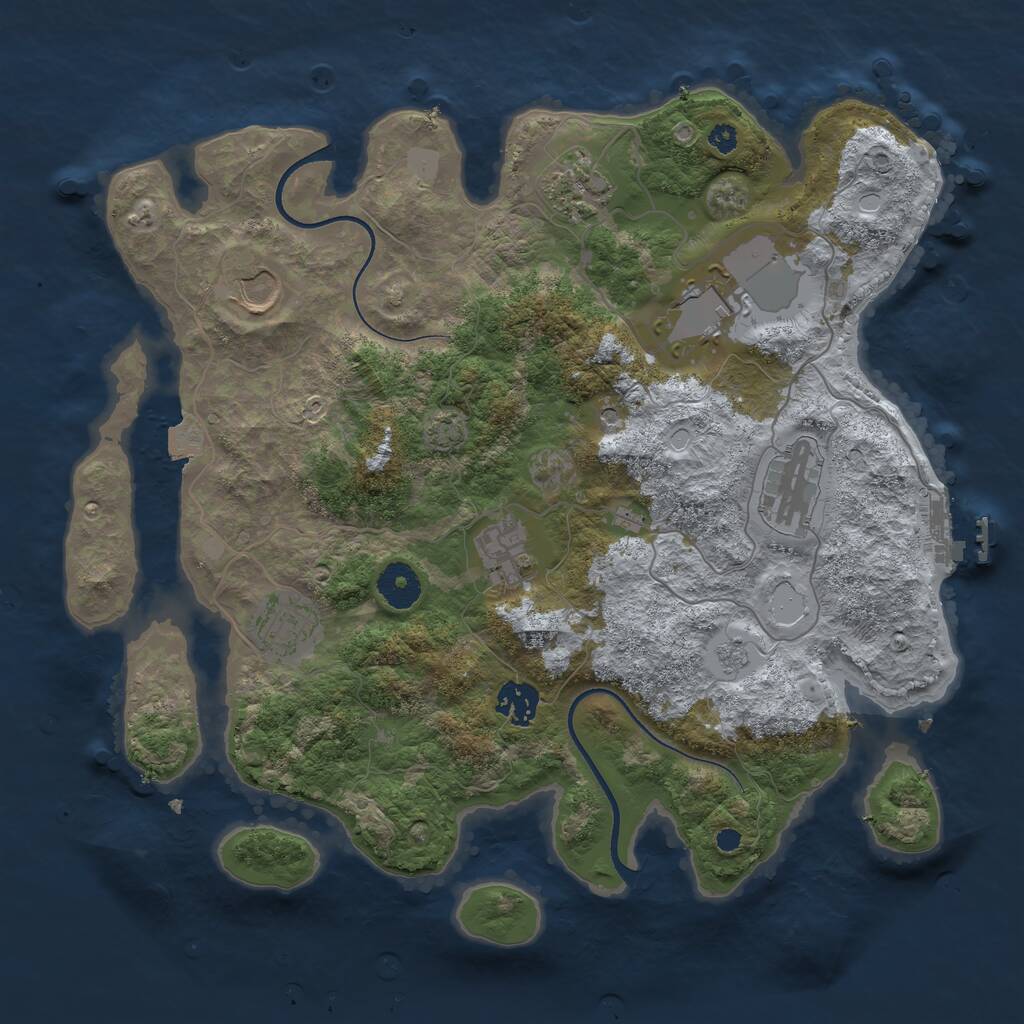 Rust Map: Procedural Map, Size: 3550, Seed: 638766, 12 Monuments